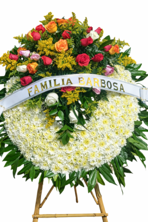 Corona fúnebre de colores en Cajicá R19 - Arreglos Fúnebres en Cajicá Te Mando Flores